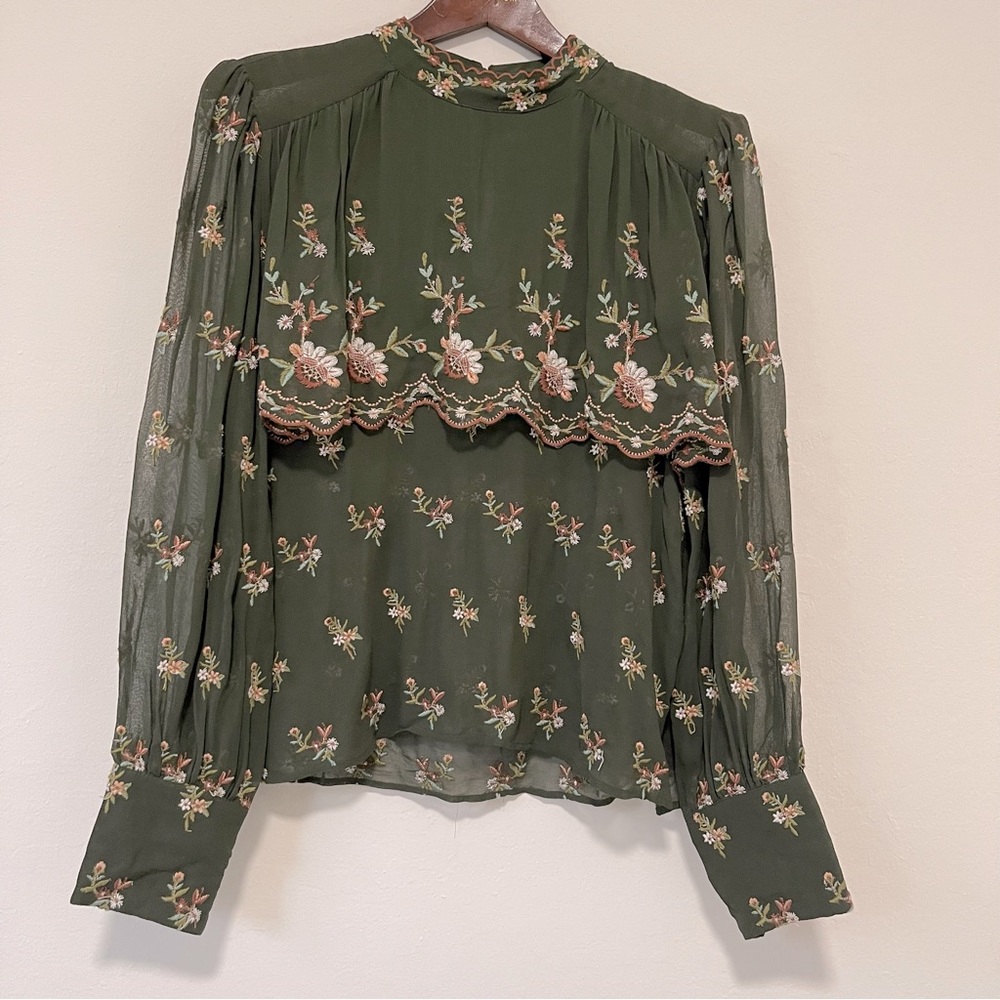 Zara Woman Premium Denim Collection Floral Shirt